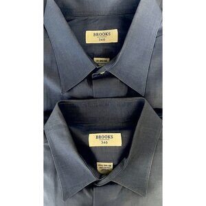 Brooks 346 Dress Shirt XL 17 1/2 34-35 Lot of (2) Long Sleeve Button Down Blue